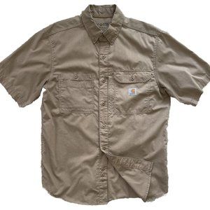 Carhartt Force Shirt Button Front Relaxed Fit Solid Tan Mens Med